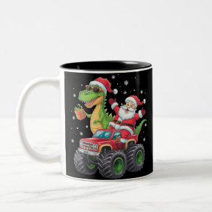 Kerstmis Familie Matching Santa Truck Dinosaur Tweekleurige Koffiemok