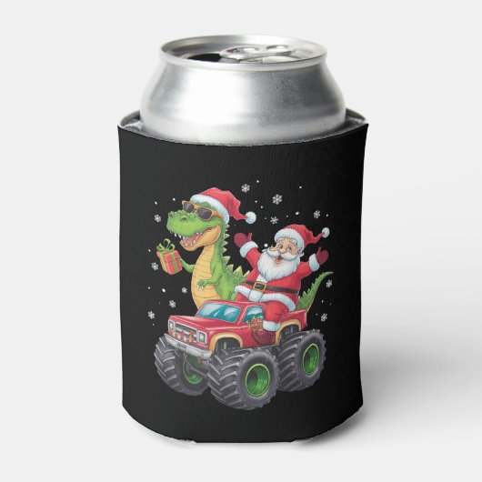 Kerstmis Familie Matching Santa Truck Dinosaurus Blikjeskoeler (Blikje Voorkant)
