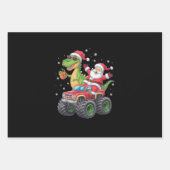 Kerstmis Familie Matching Santa Truck Dinosaurus Inpakpapier Vel (Voorkant)