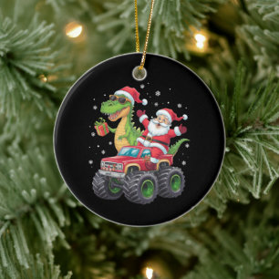 Kerstmis Familie Matching Santa Truck Dinosaurus Keramisch Ornament