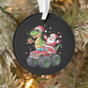 Kerstmis Familie Matching Santa Truck Dinosaurus Ornament