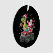 Kerstmis Familie Matching Santa Truck Dinosaurus Ornament (voorkant)