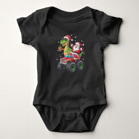Kerstmis Familie Matching Santa Truck Dinosaurus Romper (Voorkant)