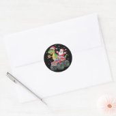 Kerstmis Familie Matching Santa Truck Dinosaurus Ronde Sticker (Envelop)