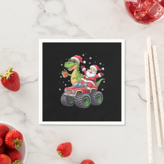 Kerstmis Familie Matching Santa Truck Dinosaurus Servet (Insitu)