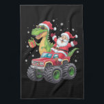Kerstmis Familie Matching Santa Truck Dinosaurus Theedoek<br><div class="desc">Kerstfamilie Matching Santa Truck Dinosaur Boys</div>
