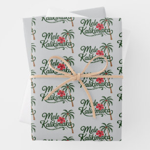 Kerstmis Familie Mele Kalikimaka Hawaï Strand Inpakpapier Vel