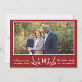 Kerstmis Familie Monogram Vakantie Foto Kaart (Voorkant)