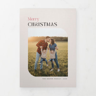 Kerstmis Familie Multi Foto Prettig Kerstfeest Drieluik Uitnodiging