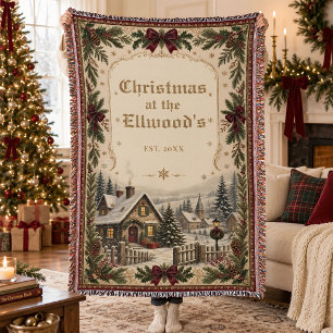 Kerstmis Familie Naam Gepersonaliseerde Decoratie Deken