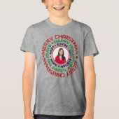 Kerstmis Familie Papa Mam Foto Feestdagen Custom Tri-Blend Shirt (Voorkant)