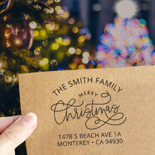 Kerstmis Familie Retouradres Envelop Zelfinktende Stempel