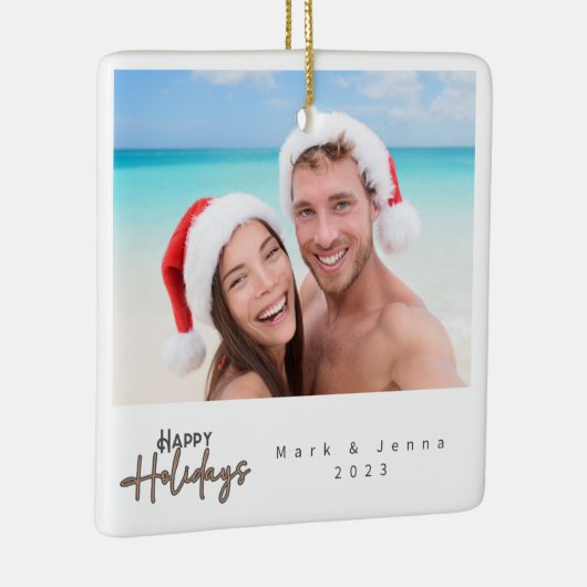 Kerstmis familie vrienden eenvoudige moderne boom keramisch ornament (Rechts)