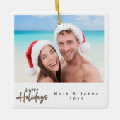 Kerstmis familie vrienden eenvoudige moderne boom keramisch ornament (Voorkant)