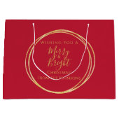 Kerstmis Familie Vrolijk en Helder Rood Goud Groot Cadeauzakje (Voorkant)