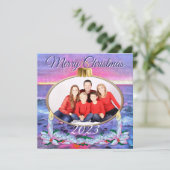 Kerstmis Familie Zonsondergang 0909 Feestdagenkaart (Staand voorkant)