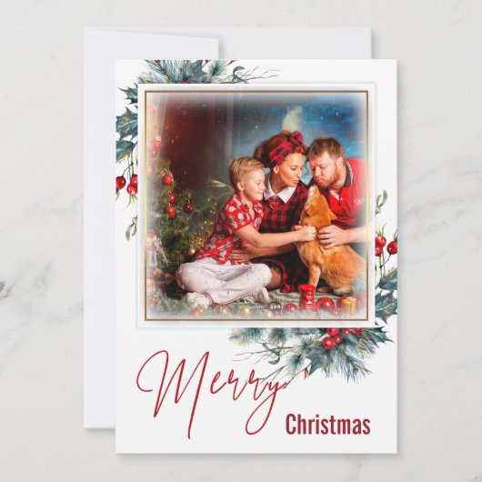 Kerstmis familiefoto kerstkaart (Voorkant)
