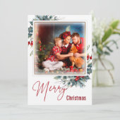 Kerstmis familiefoto kerstkaart (Staand voorkant)