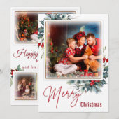 Kerstmis familiefoto kerstkaart (Voorkant / Achterkant)