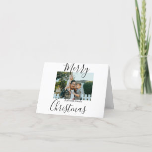 Kerstmis familiefoto modern elegant rustiek feestdagen kaart
