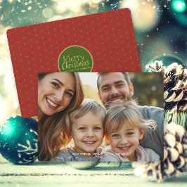 Kerstmis Familiefoto Plat Kerstkaart