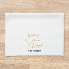 Kerstmis familienaam 'Baking Spirits Bright' Theedoek
