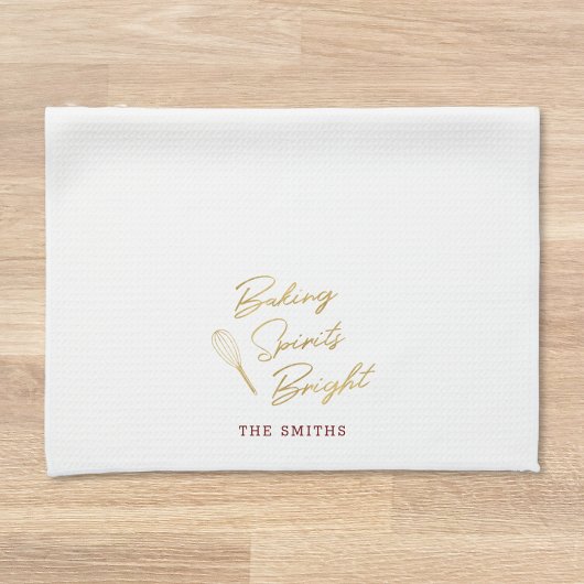 Kerstmis familienaam 'Baking Spirits Bright' Theedoek