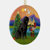 Kerstmis Fantasie - Newfoundland Keramisch Ornament (Rechts)