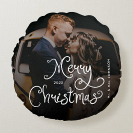 Kerstmis Fantasievol Schrift Aangepaste Foto Rond Kussen