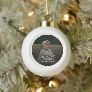 Kerstmis Fantasievol Schrift Baby Foto Keramische Bal Ornament