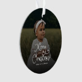 Kerstmis Fantasievol Script Baby Foto Ornament (voorkant)