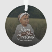 Kerstmis Fantasievol Script Baby Foto Ornament (achterkant)