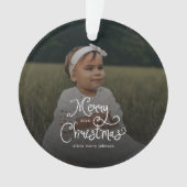 Kerstmis Fantasievol Script Baby Foto Ornament (voorkant)