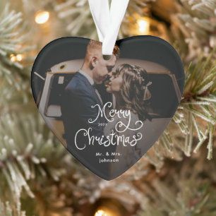 Kerstmis Fantasievol Script Foto op maat Ornament