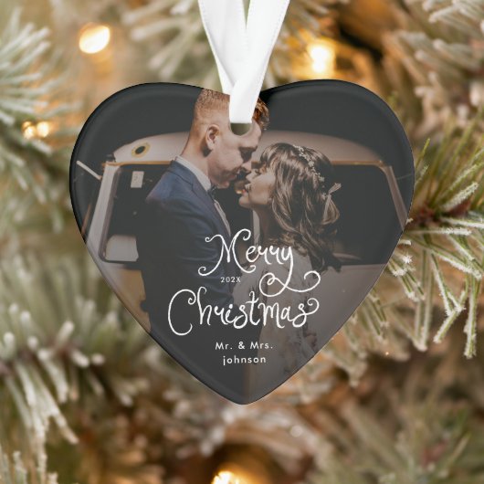 Kerstmis Fantasievol Script Foto op maat Ornament (Boom)