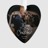Kerstmis Fantasievol Script Foto op maat Ornament (voorkant)