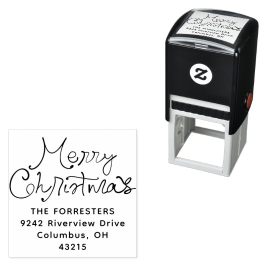 Kerstmis fantasievol script retouradres zelfinktende stempel (In situ)