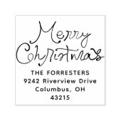 Kerstmis fantasievol script retouradres zelfinktende stempel (Design)