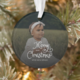 Kerstmis Fantasievol Scriptie Baby Foto Ornament