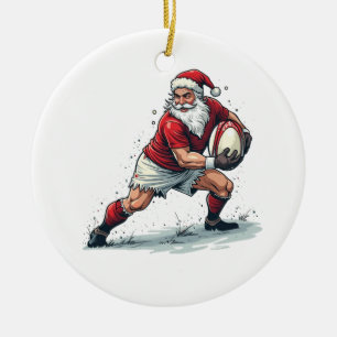 Kerstmis Fantasy Football speelt Kerstman Keramisch Ornament