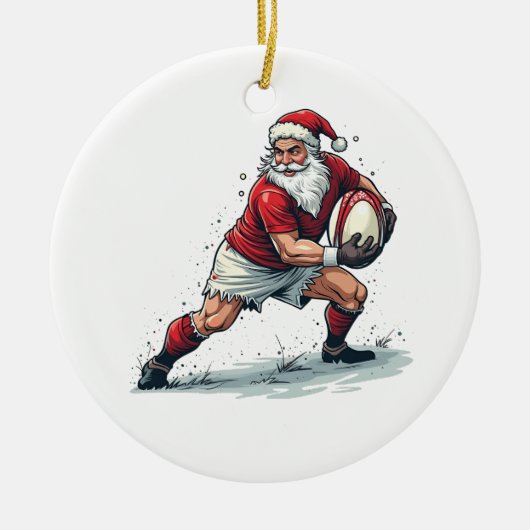 Kerstmis Fantasy Football speelt Kerstman Keramisch Ornament (Voorkant)