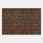 Kerstmis Faux Velvet Red Green Holiday Inpakpapier Vel (Voorkant 3)