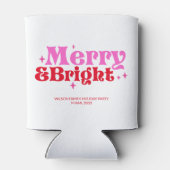 Kerstmis Favor Vrolijk & Helder Roze & Rood Custom Blikjeskoeler (Achterkant)