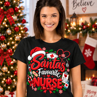 Kerstmis Favoriete Verpleegster Funny Kerst Verple T-shirt