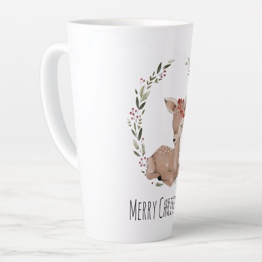 Kerstmis Fawn Wreate  Latte Mok (Linkerhoek)