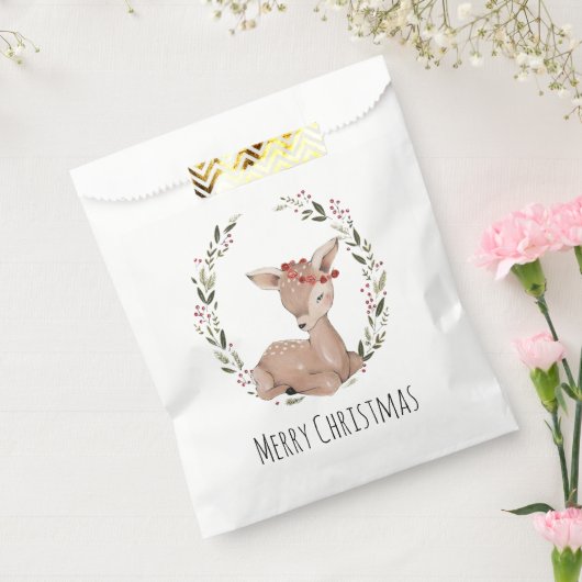 Kerstmis Fawn Wreath Bedankzakje (Gezegeld)