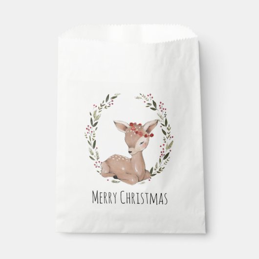 Kerstmis Fawn Wreath Bedankzakje (Voorkant)