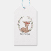 Kerstmis Fawn Wreath Cadeaulabel (Voorkant)