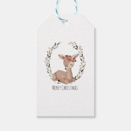 Kerstmis Fawn Wreath Cadeaulabel