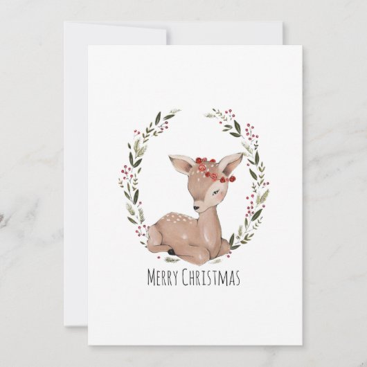 Kerstmis Fawn Wreath Feestdagenkaart (Voorkant)
